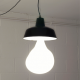 "Light Blub Installation" with metal lampshade